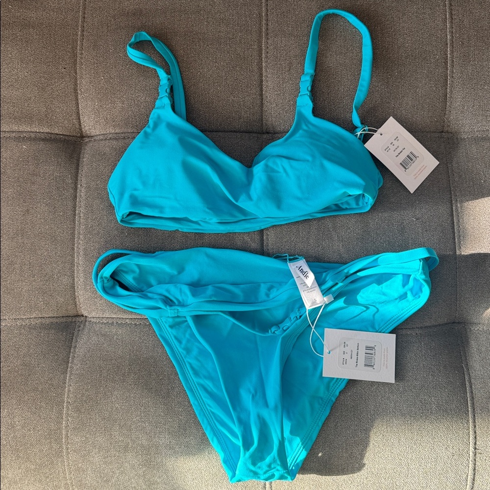 Andie Vibrant Blue Bikini Set NWT. Bottoms are size small and top is XS